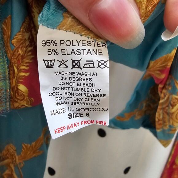 Public Desire colorful funky gold lion print long bell sleeve crop top size 8 - Picture 8 of 8